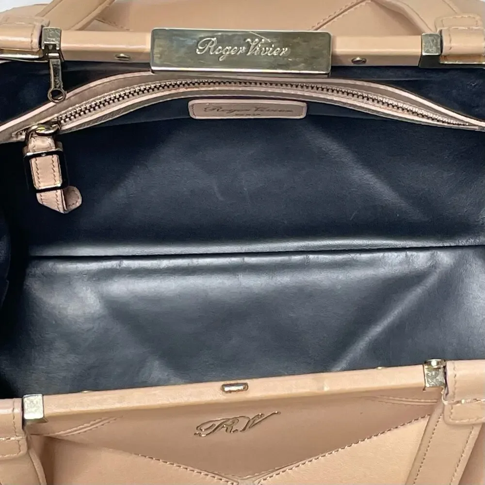 Roger Vivier Beige Leather Prismick Frame Bag Top Handle - Picture 8 of 10